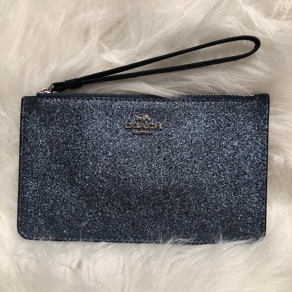 Coach Blue Glitter Wristlet Wallet